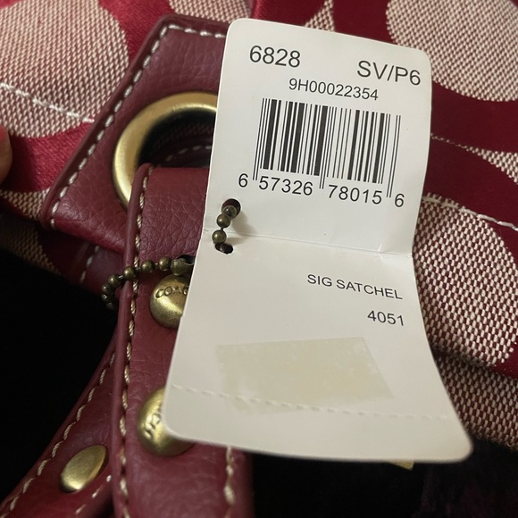 Coach Signature Canvas Tote Shoulder Bag – Burgundy/Red – Leather Trim - NWT - Picture 10 of 10